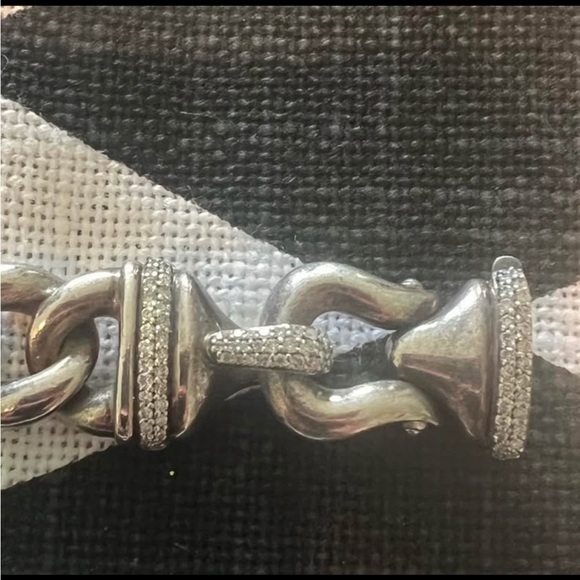 DAVID YURMAN Curb Chain Sterling Silver & Diamond Buckle Bracelet. EUC. RARE! - Picture 5 of 9